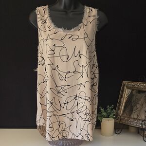 H&M Size L Cream and Black Blouse Elegant Top